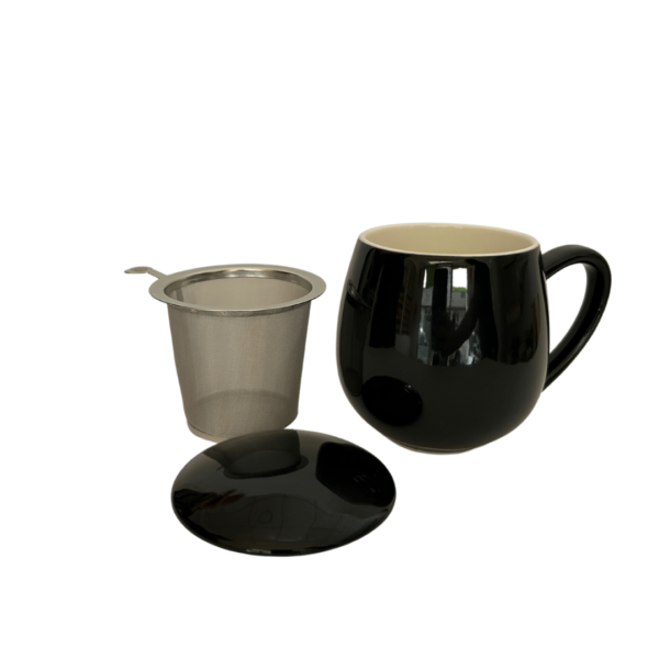 Taza zaara negra, porcelana 0,35 l. filtro y tapa