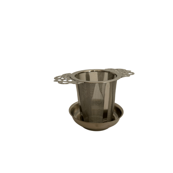 Filtro filigrana acero inox. con plato 5,5 cm.