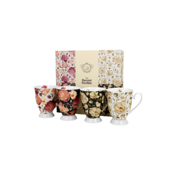 Set flowers, porcelana 4 tazas 0,30 l