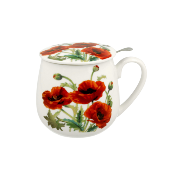 Taza poppies, porcelana 0,40 l. filtro y tapa